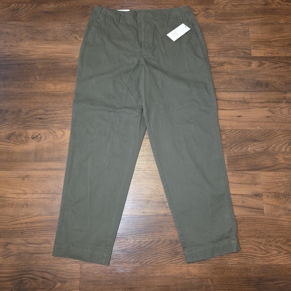 Women's High-Rise Tapered Ankle Chino Pants Olive Green - A New Day Size 8